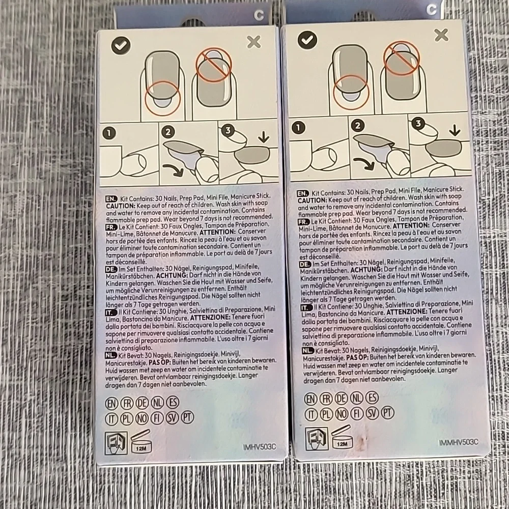 2 imPRESS Press On Nail Sets Winter Snowman Hearts Pink Red New